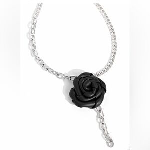 Elegant Black Rose Chain Necklace
